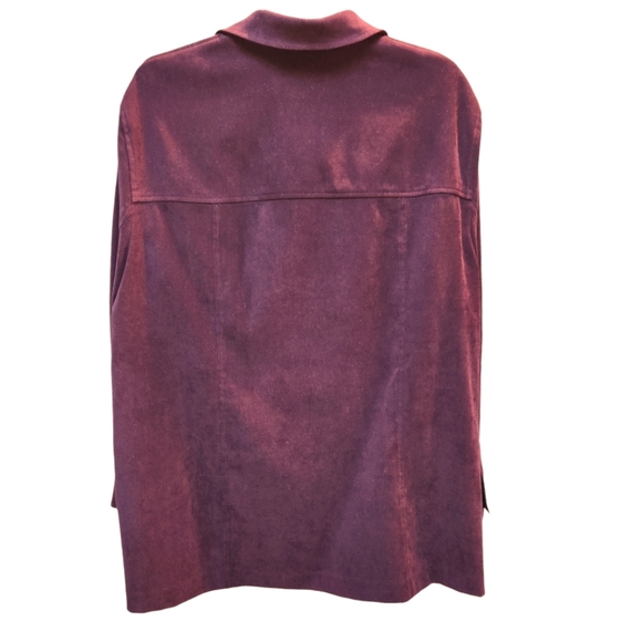 Maggie McNaughton Shirt Jacket Midweight Faux Suede Long Length Rich Plum Color - Picture 2 of 12